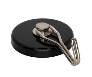 FIRST4MAGNETS Rubber Coated Ferrite Pot Magnet with Swivel Hook for Hanging, Holding or Displaying Items - 52mm Dia