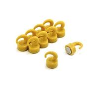 FIRST4MAGNETS Yellow Plastic Mini Magnetic Hooks for Fridge, Office, Whiteboard, Noticeboard, Filing Cabinet - 12mm Dia x 18mm Tall - 1kg Pull - Pack of 10