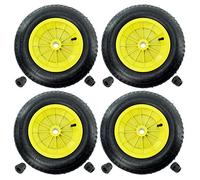 First4spares 14" 3.50-8 Complete Wheelbarrow Wheel, Inner Tube, Tyre & 1/2" Axle Reducer Bushes for Garden Trolley/Barrow/Go Cart/Trailer Truck (Yellow, Pack of 4)