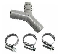 First4spares Universal Dishwasher Pipe Tube Y Piece Drain Hose Connector and Clips Kit (17mm / 19mm)
