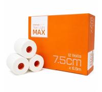 Firstaid4sport 12 x Rolls White Tear Light MAX EAB Tape 7.5cm x 6.9m - Extra Long Tearable Elastic Adhesive Bandage for Rugby, Joint Support, Compression, Wrist, Thumb & Ankle Taping