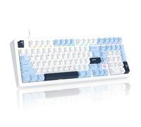 FIRSTBLOOD ONLY GAME. AK980 101-Key Hot-Swappable Mechanical Keyboard, Gasket Mount RGB Backlit, Programmable Macro, Full N-Key Rollover, with Dreamscape Linear Switches (Glacier Blue)