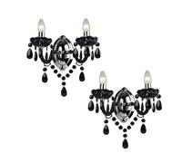 firstchoicelighting 2 x Black Acrylic and Chrome Marie Therese Style Twin Wall Light