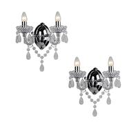 firstchoicelighting 2 x Clear Acrylic and Chrome Marie Therese Style Twin Wall Light
