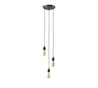 firstchoicelighting 3 Light Ceiling Light Pendant Fitting, Braided Cable, Brushed Bronze Finish, Height Adjustable 30cm to 150cm