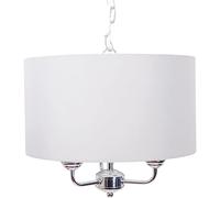 firstchoicelighting 3 Light Chrome Pendant Chandelier with Light Cream Fabric Shade