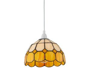 firstchoicelighting Amber Tiffany Pendant Shade, Easy Fit Ceiling Lightshade, Traditional Coloured Glass Design