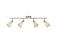 firstchoicelighting Antique Brass & Cream Detail 4 Way Ceiling Spotlight, Modern Adjustable Downlights Lighting Fitting, LED Compatible