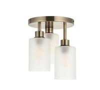 firstchoicelighting Antique Brass Flush Ceiling Light, Modern Living Room Bedroom or Hall Lighting, Frosted Glass Shades, LED Compatible