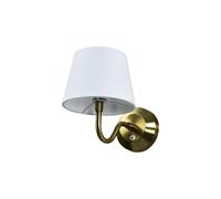 firstchoicelighting Antique Brass Rechargeable Wall Light with White Shade, Wireless Sconce Dimmable LED & Touch Control, Modern Battery Powered Wall Lamp for Bedroom, Hallway & Living Room