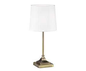 firstchoicelighting Antique Brass Table Lamp or Bedside Light, Classic Design,Off White Fabric Shade, 47cm Height, LED Compatible
