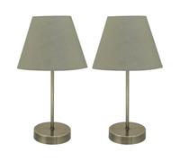 firstchoicelighting Antique Brass Table Lamp or Bedside Light, Modern Design, Sage Green Shade, Height 35cm, LED Compatible