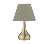 firstchoicelighting Antique Brass Touch Operated Table Lamp or Bedside Light, Modern Design, Height 33cm, Sage Green Shade, LED Compatible