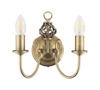 firstchoicelighting Antique Brass Wall Light, 2 Arm Wall Lamp, Classic Barley Twist Design, LED Compatible