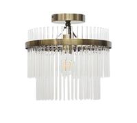 firstchoicelighting Antique Brass with Glass Rods Ceiling Light Fittings, Modern Flush Lighting, 30cm Diameter 29cm Height