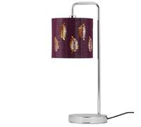 firstchoicelighting Arched Table Lamp or Bedside Light, Modern Design, Burgundy Leaf Cut Out Shade, Height 46cm, LED Compatible