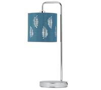 firstchoicelighting Arched Table Lamp or Bedside Light, Modern Design, Teal Leaf Cut Out Shade, Height 46cm, LED Compatible