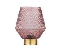 Porter - Battery Operated Satin Brass Lamp with Pink Textured Glass First Choice Lighting Gold One Size