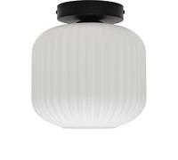firstchoicelighting Bento - White Ribbed Glass Black Ceiling Light Fitting