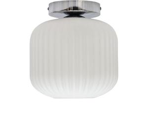 firstchoicelighting Bento - White Ribbed Glass Chrome Ceiling Light Fitting
