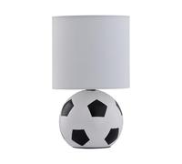 firstchoicelighting Black and White Football Table Lamp or Bedside Light, Height 27.5cm, Ceramic Base Fabric Shade, Boys Kids Bedroom Lightshade