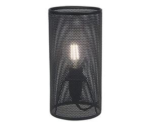 firstchoicelighting Black Cylinder Table Lamp or Bedside Light, Retro Industrial Mesh Design, 20cm Height, LED Compatible