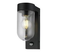 firstchoicelighting Black Motion Sensor Outdoor Wall Light, Porch Or Garden PIR Security Wall Lamp, IP44 Rated, LED Compatible