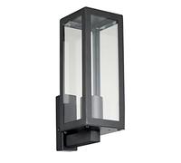 firstchoicelighting Black Outdoor Wall Light, Modern Lantern Design, IP44 Rated Porch Light, Glass