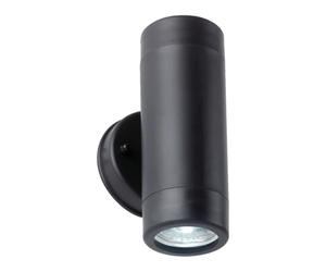 firstchoicelighting Black Polypropylene Outdoor Wall Light, Twin Up Down IP44 Coastal Lighting, Modern Porch Light LED Compatible