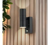 firstchoicelighting Blaze - Black Outdoor Up Down Motion Sensor Wall Light
