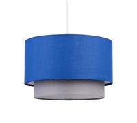 firstchoicelighting Blue & Grey Modern Ceiling Light Shade Pendant Easy Fit 2 Tier Boys Room Shade