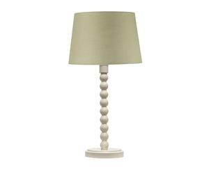 firstchoicelighting Bobbin - Ivory Lamp with Sage Green Cotton Shade