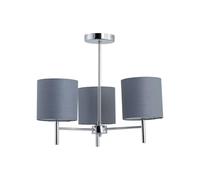 firstchoicelighting Brea - Chrome 3 Light Fitting with Grey Cotton Shade