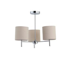firstchoicelighting Brea - Chrome 3 Light Fitting with Natural Linen Shades