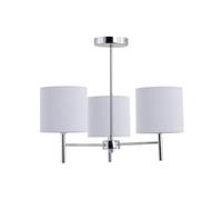 firstchoicelighting Brea Chrome Ceiling Light Fitting with White Pleated Shades, LED Compatible, Modern Semi Flush Design