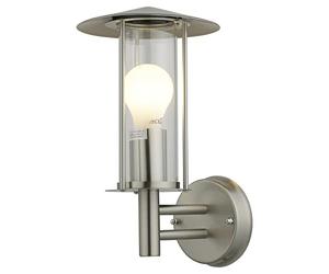 firstchoicelighting Brushed Stainless Steel Outdoor Wall Light Modern Porch Light Garden Lantern Wall Light IP44 Rated LED Compatible