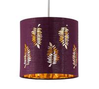 Burgundy Table Lamp Shade, Lampshade for Table Lamp or Bedside Light, Fern Leaf Cut Out Design, Diameter 15cm