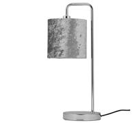 firstchoicelighting Chrome Arched Table Lamp with Grey Crushed Velvet Shade