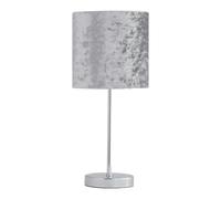 firstchoicelighting Chrome Stick Table Lamp with Grey Crushed Velvet Shade