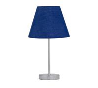 firstchoicelighting Chrome Stick Table Lamp with Navy Blue Fabric Shade
