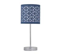 firstchoicelighting Chrome Stick Table Lamp with Navy Blue Laser Cut Shade