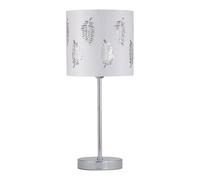 firstchoicelighting Chrome Stick Table Lamp with White Fern Shade