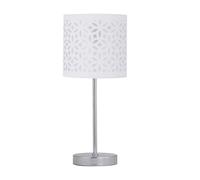 firstchoicelighting Chrome Stick Table Lamp with White Laser Cut Shade