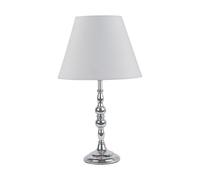 firstchoicelighting Chrome Table Lamp Bedside Light Decorative Stem Ivory Shade, LED Compatible, Inline Switch