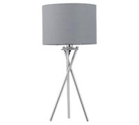 firstchoicelighting Chrome Tripod Table Lamp with Grey Cotton Shade