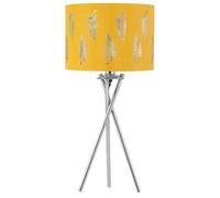 firstchoicelighting Chrome Tripod Table Lamp with Ochre Fern Cut Out Shade