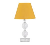 firstchoicelighting Chrome Two Ball Table Lamp with Ochre Yellow Shade