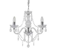 firstchoicelighting Clear and Chrome Marie Therese 3 Light Ceiling Pendant Chandelier