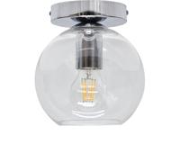 firstchoicelighting Clear Glass Globe Ceiling Light Flush Fitting with Chrome Detail, Modern Low Ceiling Lighting