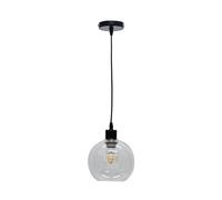 Clear Glass Globe Ceiling Light Pendant with Black, Height Adjustable 23-130cm, Kitchen Island Dining Lighting